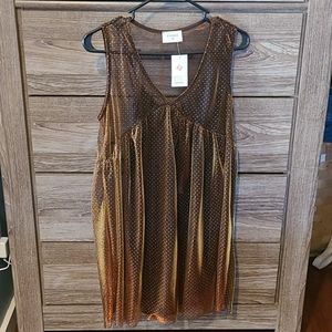 Sheer Gold Metallic Babydoll Dress w/Attached Slip